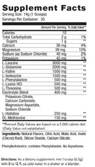 ES FIT Amino Powder close-up shows powder texture and mixability.