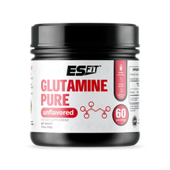 ES FIT Glutamine powder bottle for post-workout recovery and clean fueling