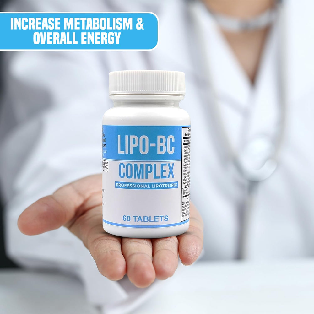 Legere Lipo-BC bottle on desk during workout preparation for energy