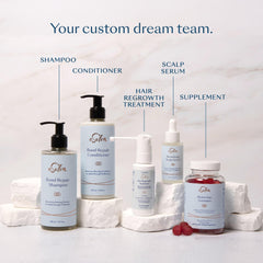 Esalon biotin hair multivitamins box and bottle suggesting hair care routine.