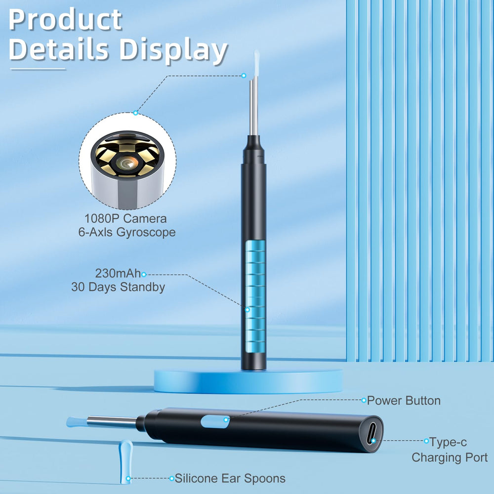 ESHOWEE 1080P ear camera captures clear visuals to assess cleaning progress