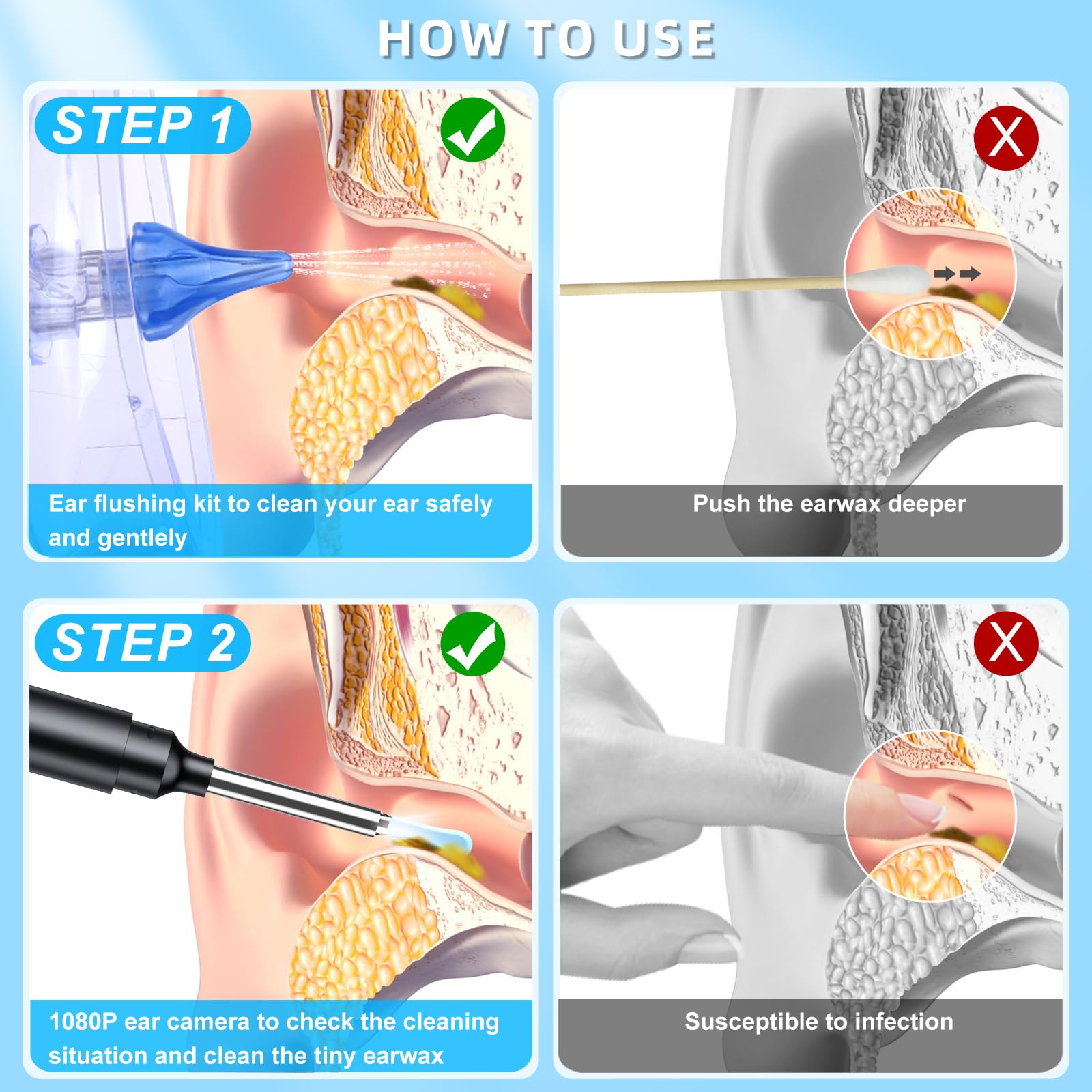 ESHOWEE ear irrigation kit gently flushes wax and debris from ears