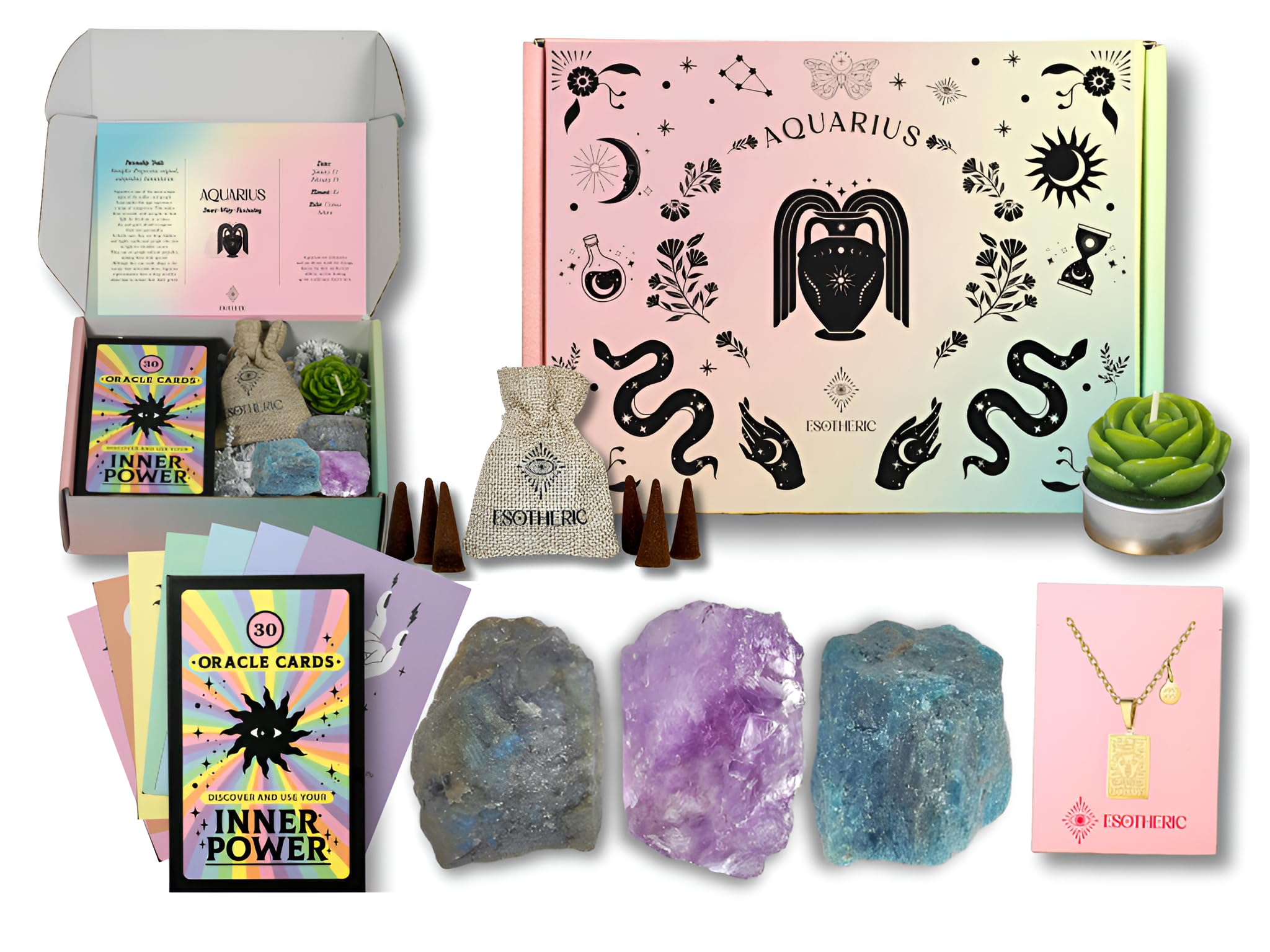 ESOTHERIC Aquarius gift box cover with zodiac motifs, ideal for gifting occasions.
