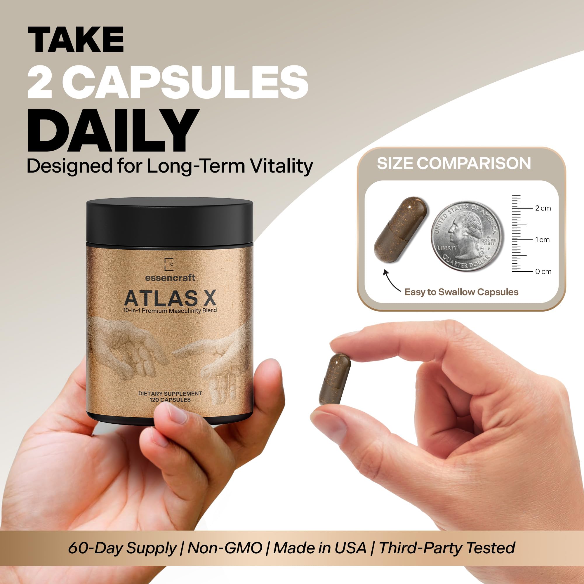 Essencraft Atlas X bottle open with capsules visible