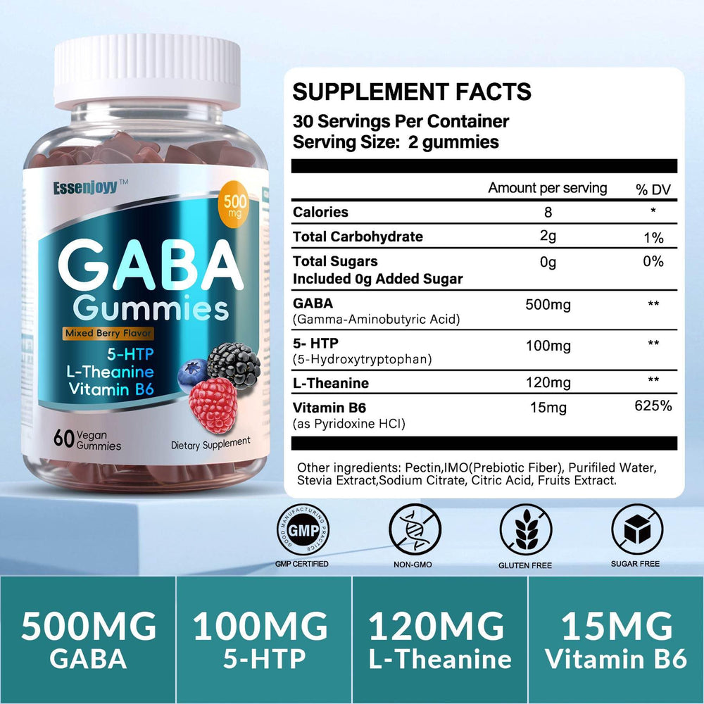 ESSENJOYY gummies berry flavor close-up highlights tasty, relaxing evening treat.