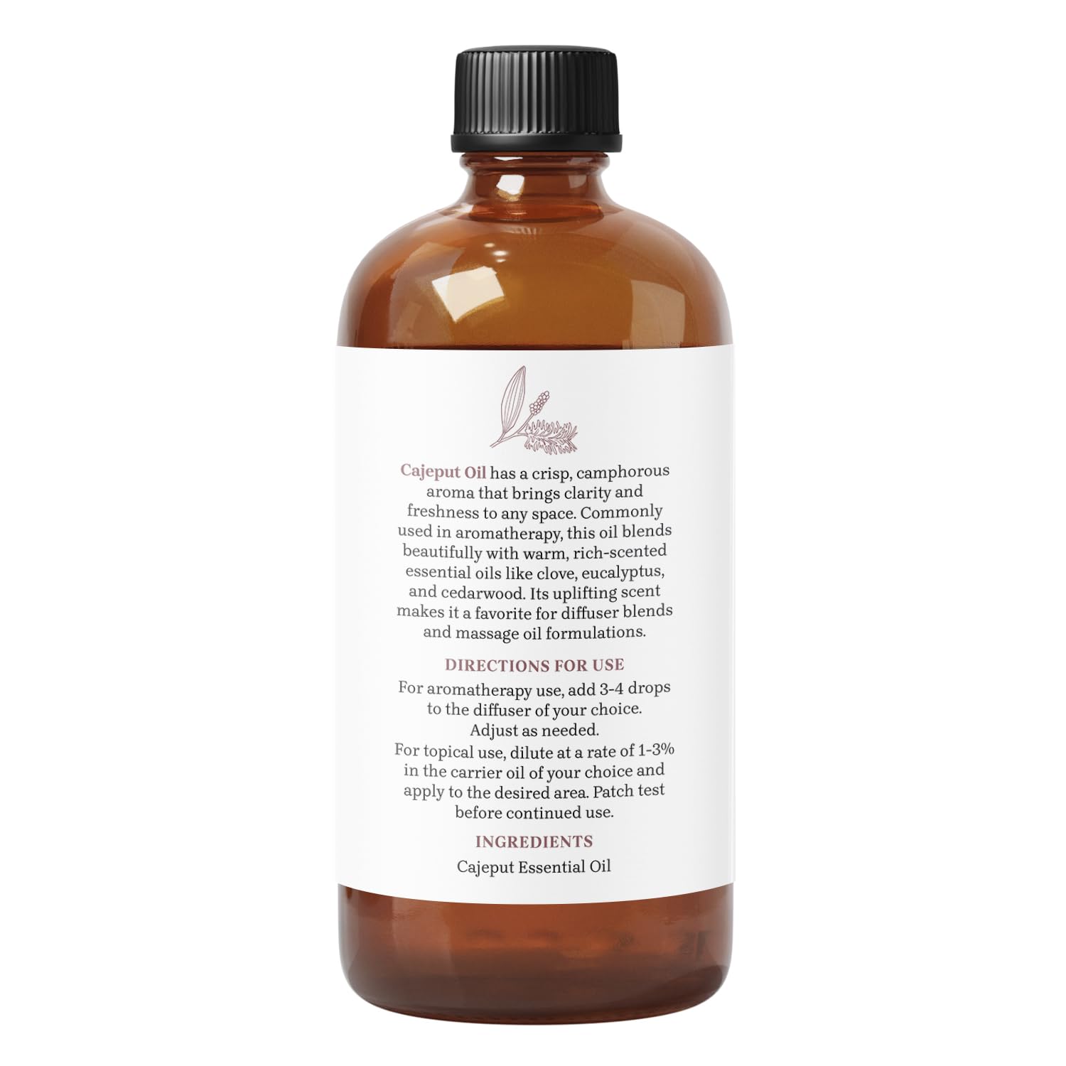Essential Delights Cajeput oil leaves, steam-distilled scent suitable for diffusing and inhalation.