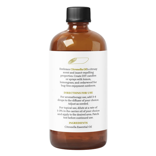 Essential Delights citronella oil bottle used in candle making and DIY sprays