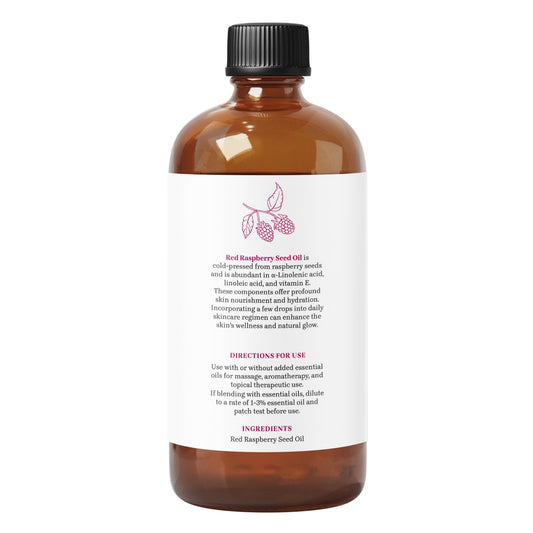 Essential Delights Red Raspberry Seed Oil pour demonstrates easy application for face and hair hydration.