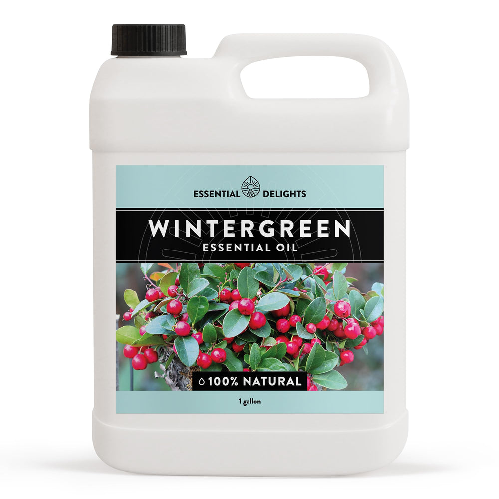 Essential Delights Wintergreen oil bottle, crisp cooling aroma ideal for aromatherapy blends.
