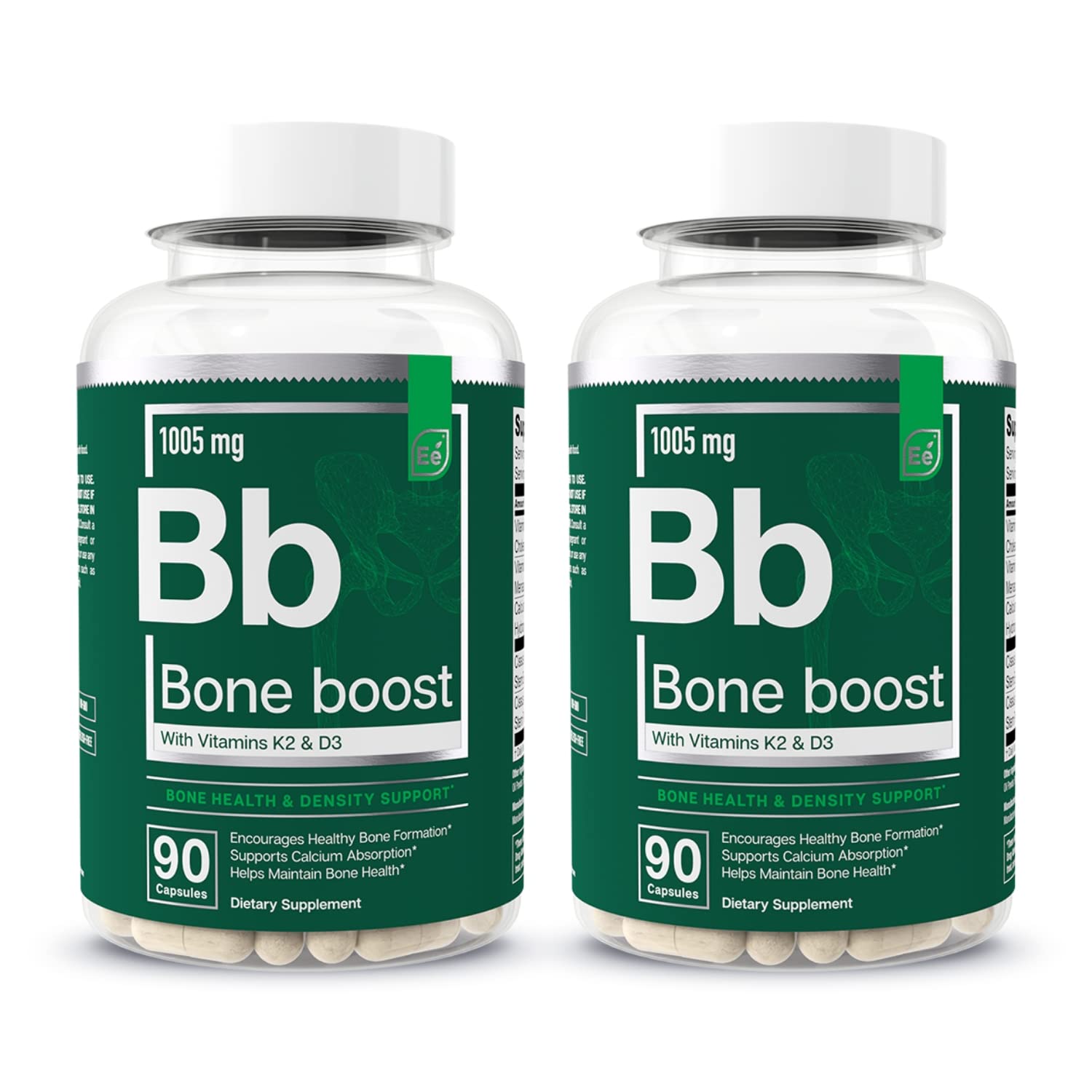 Essential Elements Bone Boost bottle showing calcium and vitamin blend for bone support.