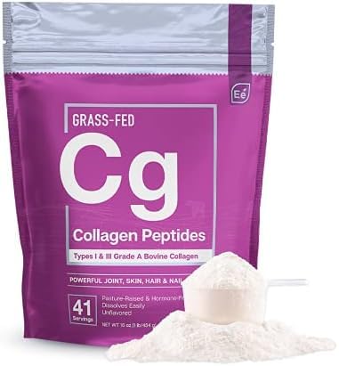 Essential Elements collagen powder tub front promotes daily joint and skin support.