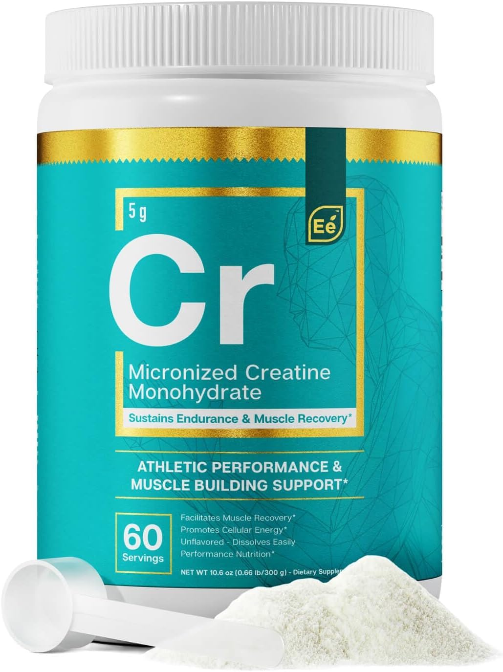 Essential Elements creatine micronized powder bottle supporting strength and recovery.
