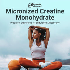 Essential Elements creatine powder in a shaker for convenient workouts.
