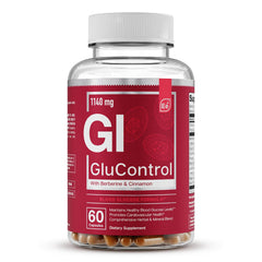 Essential Elements GluControl bottle highlighting berberine and cinnamon for glucose support