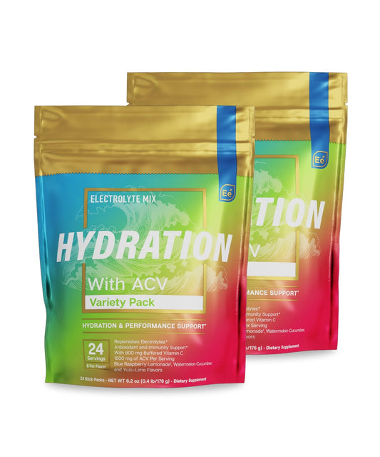 Essential Elements Hydration Packets in Blue Raspberry Lemonade for quick, flavorful hydration.