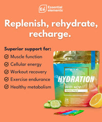 Essential Elements Hydration Packets in Yuzu-Lime for on-the-go hydration.
