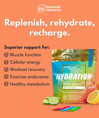 Essential Elements Hydration sticks Watermelon-Cucumber flavor for refreshing workouts.