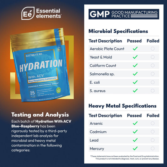 Essential Elements Hydration Stick blue raspberry pour enables easy on-the-go rehydration.