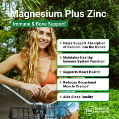 Essential Elements Magnesium Plus Zinc with Vitamin D3 capsules closeup showing three forms