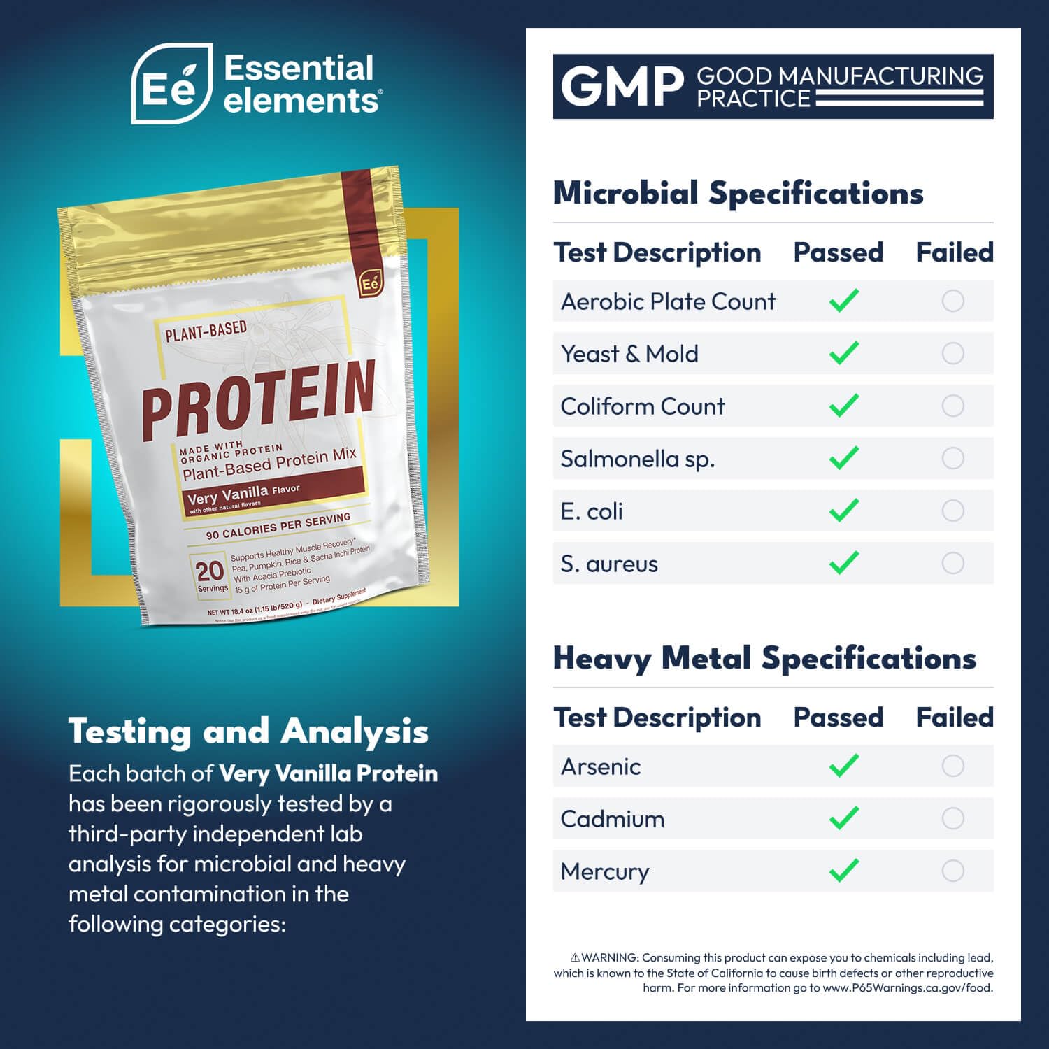 Scoop of Essential Elements vanilla pea protein powder for post-workout recovery.