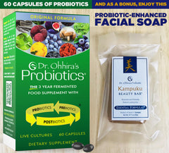 Dr Ohhira's Probiotics capsules close-up showing the probiotic blend