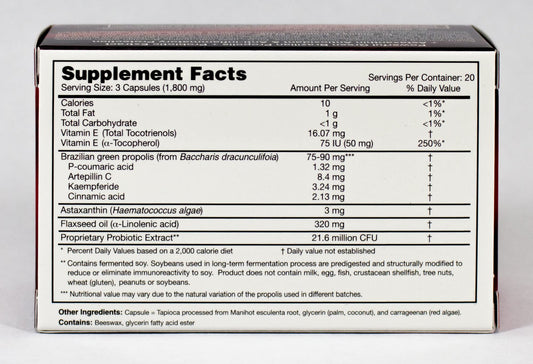Essential Formulas Dr. Ohhira's Propolis Plus capsules for convenient daily use.