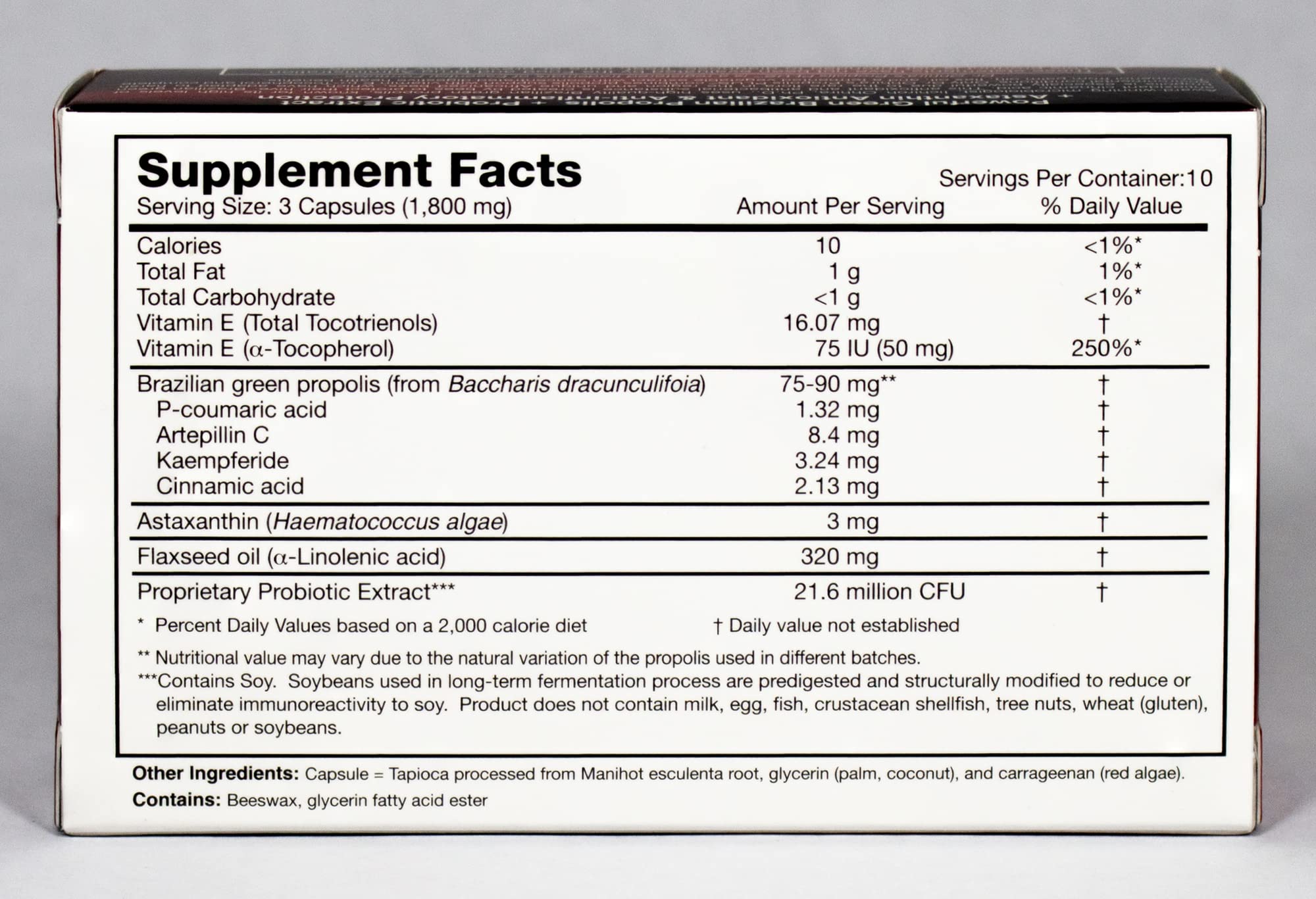 Essential Formulas Dr Ohhira's Propolis Plus label detail featuring Brazilian Green Propolis.