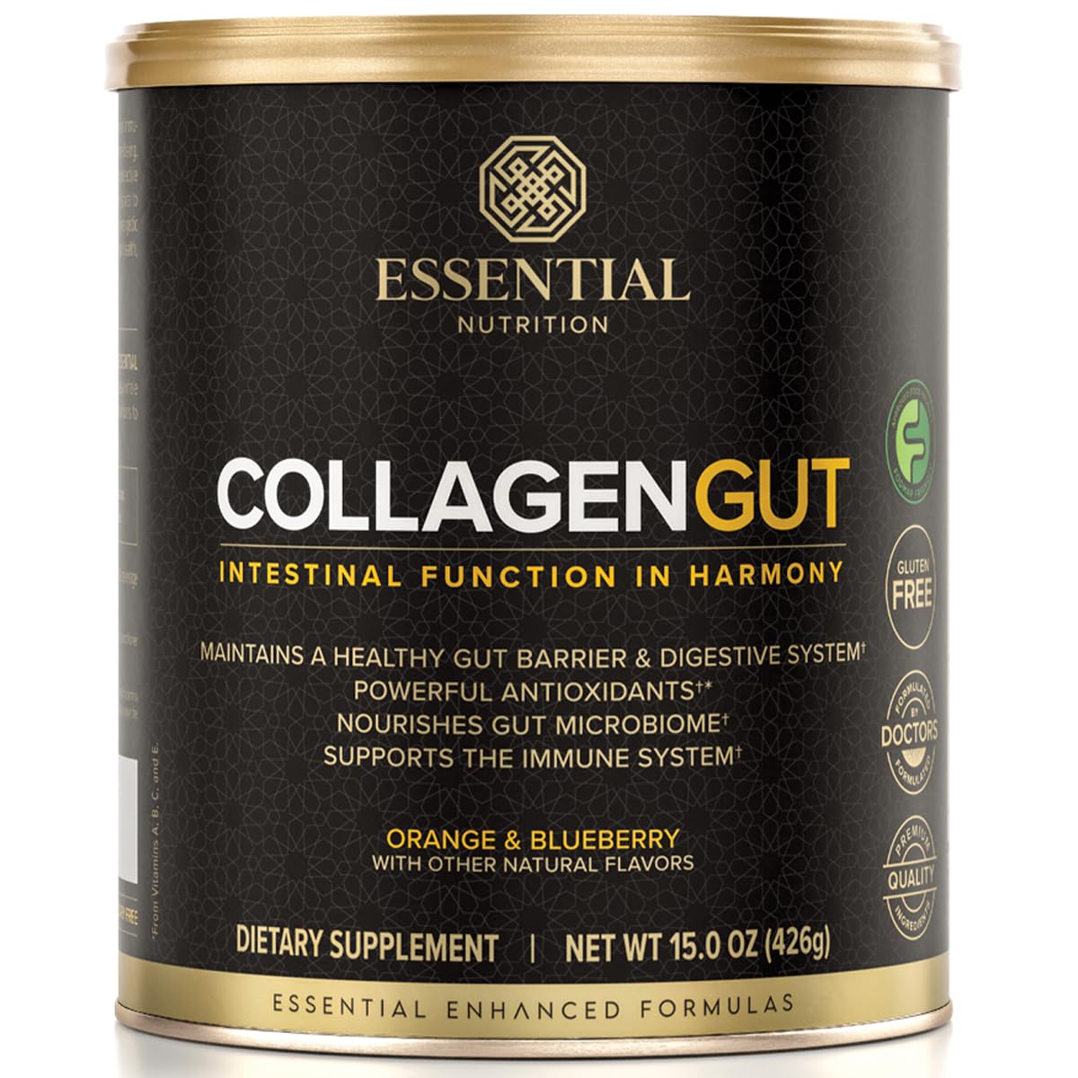 Essential Nutrition Collagen Gut bottle ready for daily gut health support.