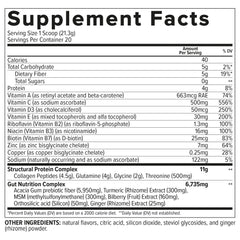 Essential Nutrition Collagen Gut ingredients showcase combined prebiotic fiber and turmeric.