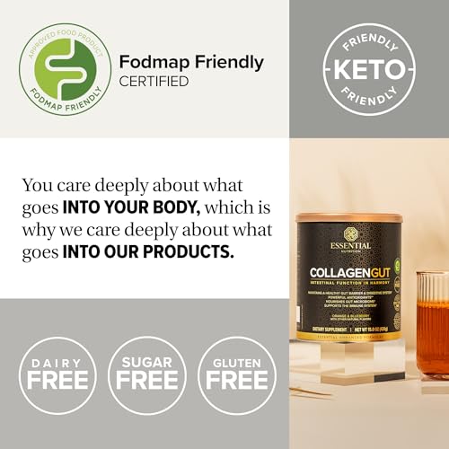 Essential Nutrition Collagen Gut scoop highlights precise serving for consistency.
