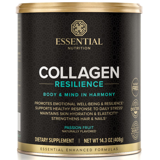 Essential Nutrition Collagen Resilience bottle front supports daily skin hydration.