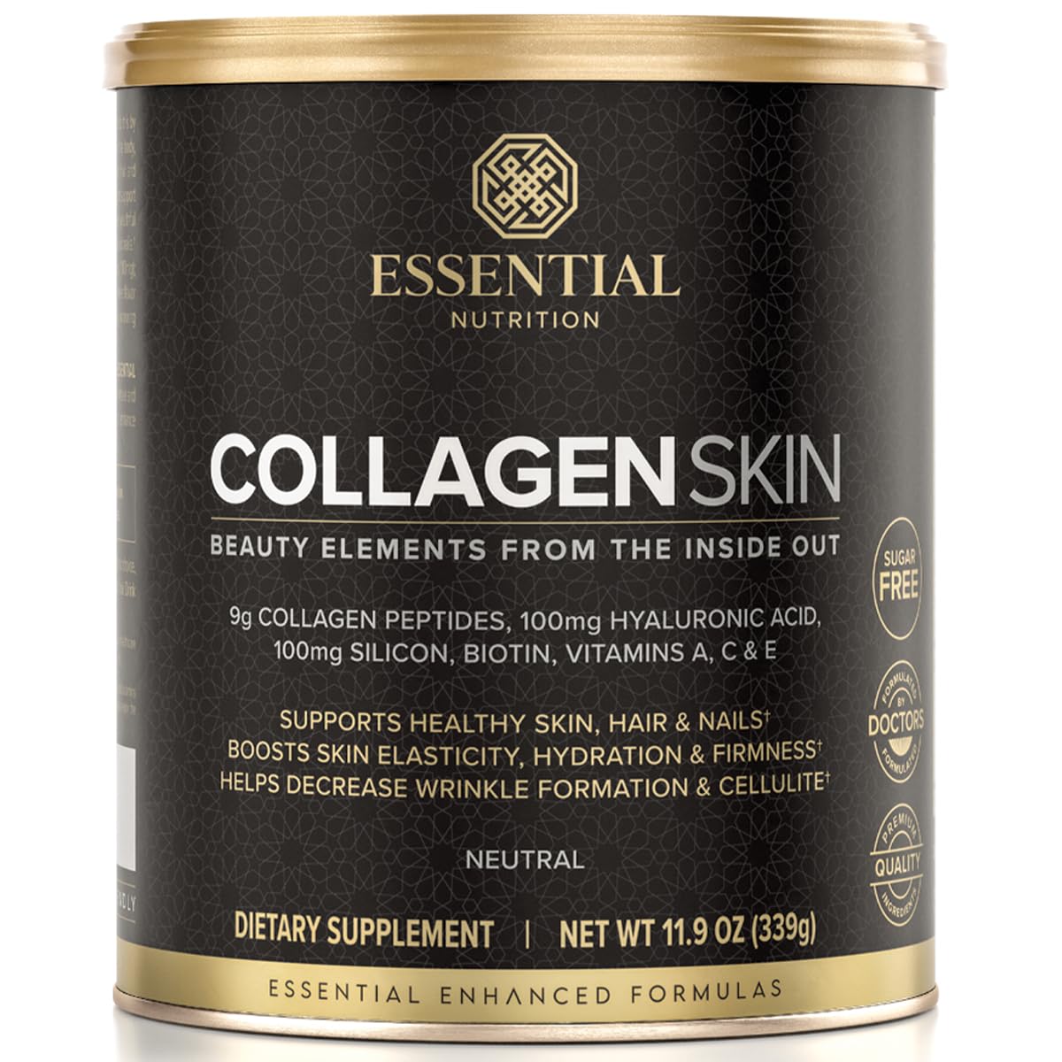 Essential Nutrition Collagen Skin bottle showing hydration support for skin.