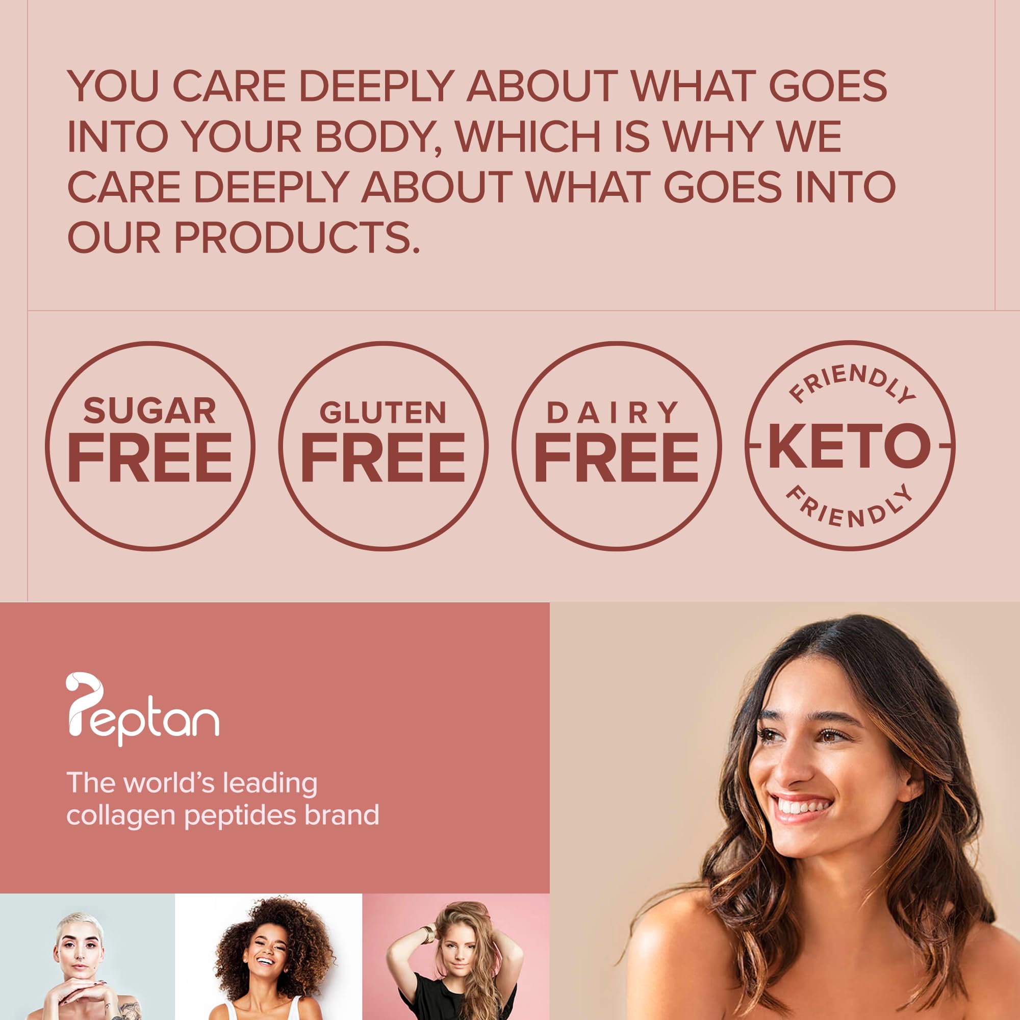 Essential Nutrition Collagen Skin ingredients chart highlights hyaluronic acid and biotin