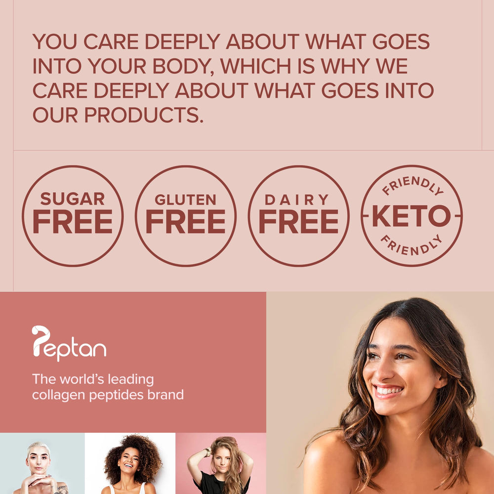 Essential Nutrition Collagen Skin ingredients chart highlights hyaluronic acid and biotin