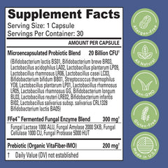 Label highlighting four digestive enzymes in Essential Source TriActive Biotics.