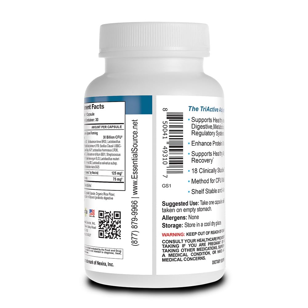 Essential Source TriActive Biotics for Men shelf-stable bottle for convenient daily use.