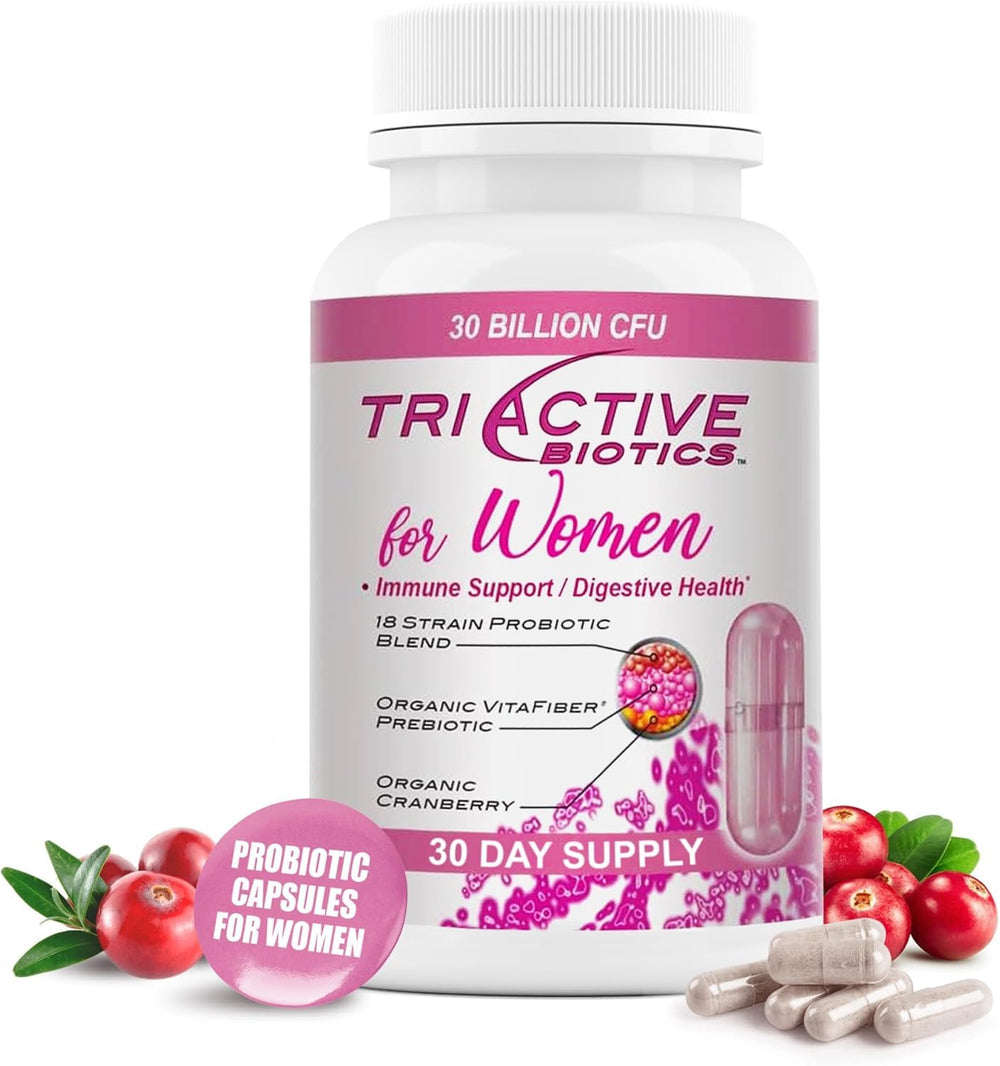 Essential Source Triactive Biotics bottle promoting daily probiotic support for balance.