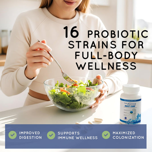 TriActive Biotics capsule closeup highlighting potency and 6 billion CFU.
