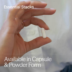 Essential Stacks Gut L-Glutamine powder on a kitchen counter for easy routine