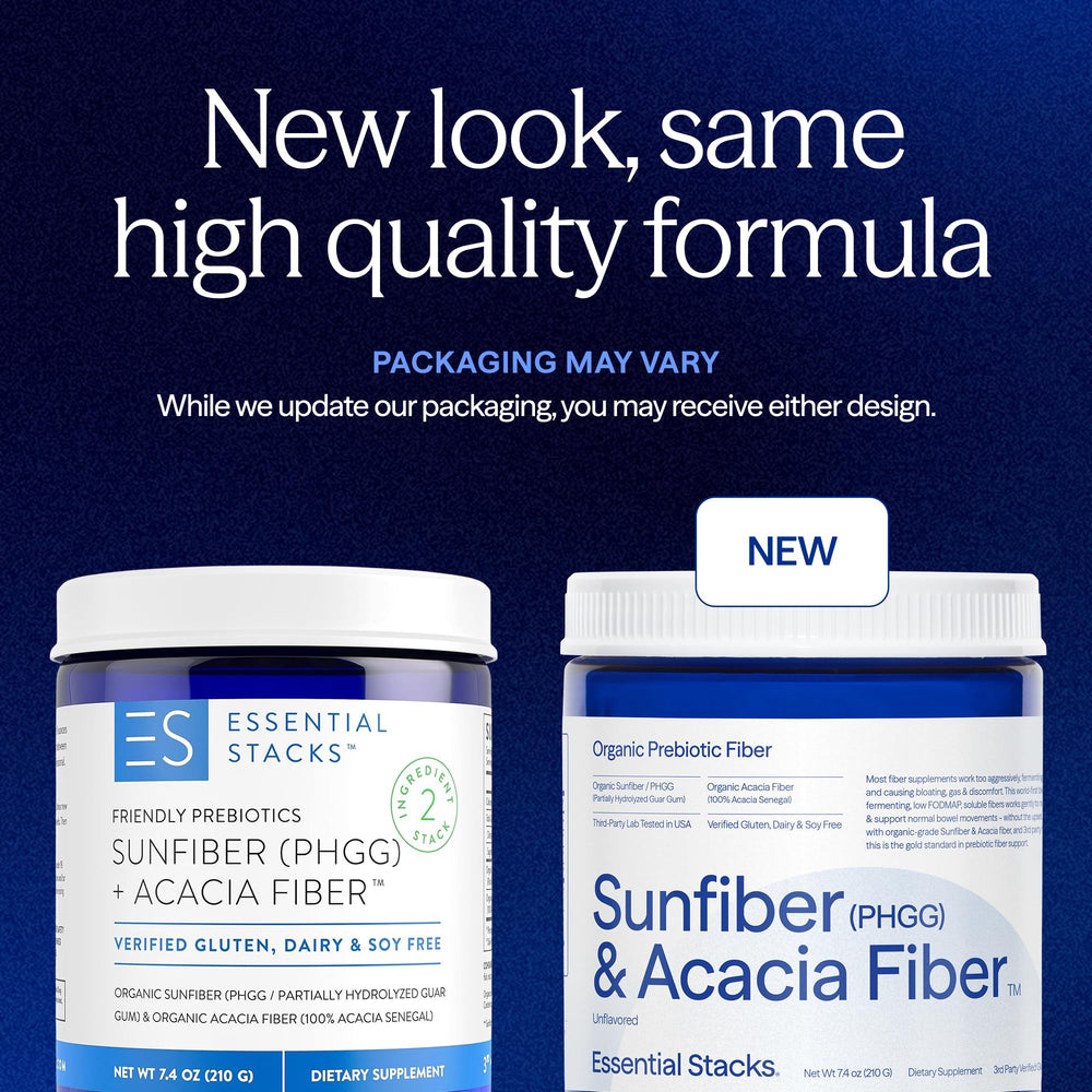 Essential Stacks Sunfiber powder container unflavored and gut-friendly