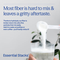 Essential Stacks Sunfiber blends smoothly into smoothies for gut ease