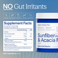 Essential Stacks Sunfiber tub label showing ingredients clearly