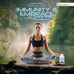 Essentialife Immune Support ingredients label with elderberry and zinc.