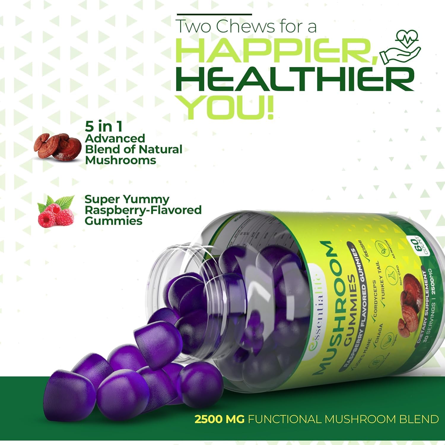 Essentialife Mushroom Gummies morning routine scene suggesting convenient daily use.