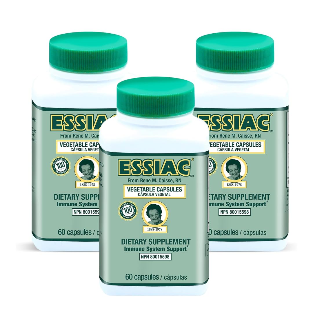 Essiac bottle pour shows convenient plant-based antioxidant capsules