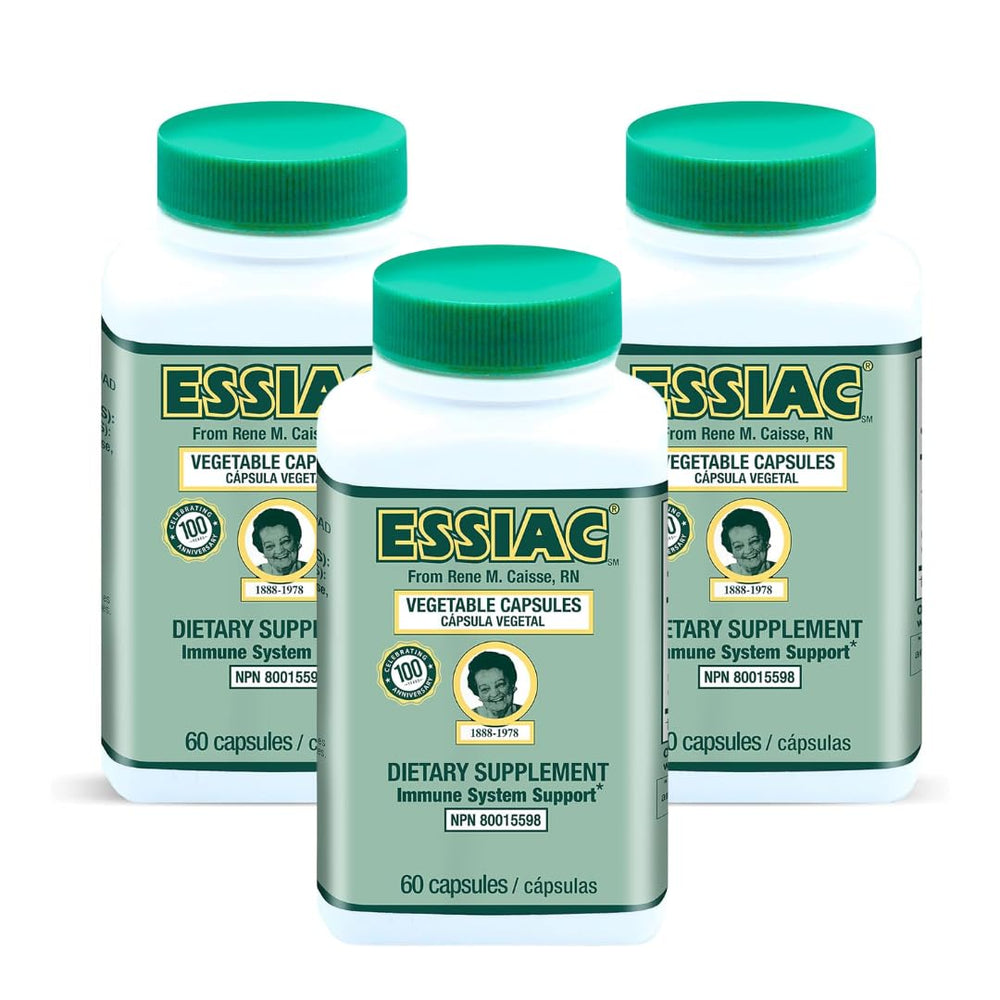 Essiac bottle pour shows convenient plant-based antioxidant capsules