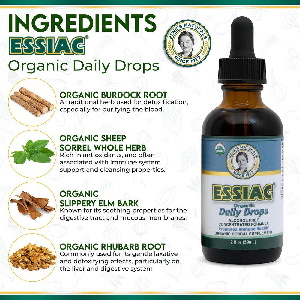 Essiac Drops bottle with dropper for precise 1ml servings