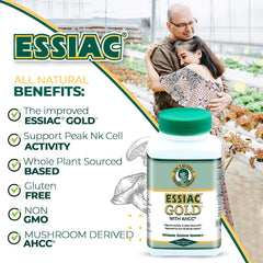 Essiac Gold dose spoon with capsules for convenient use.