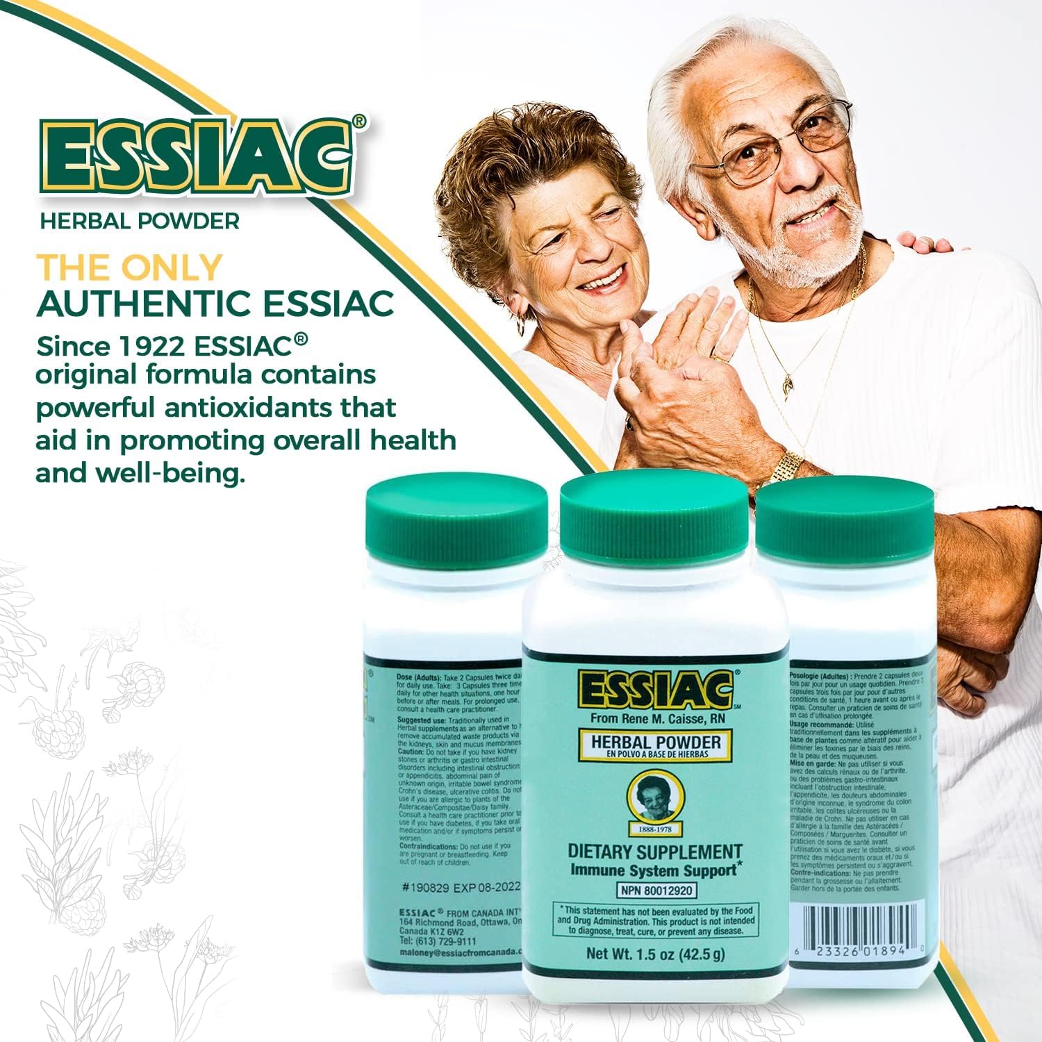 Label highlights the original formula and year 1922 for Essiac