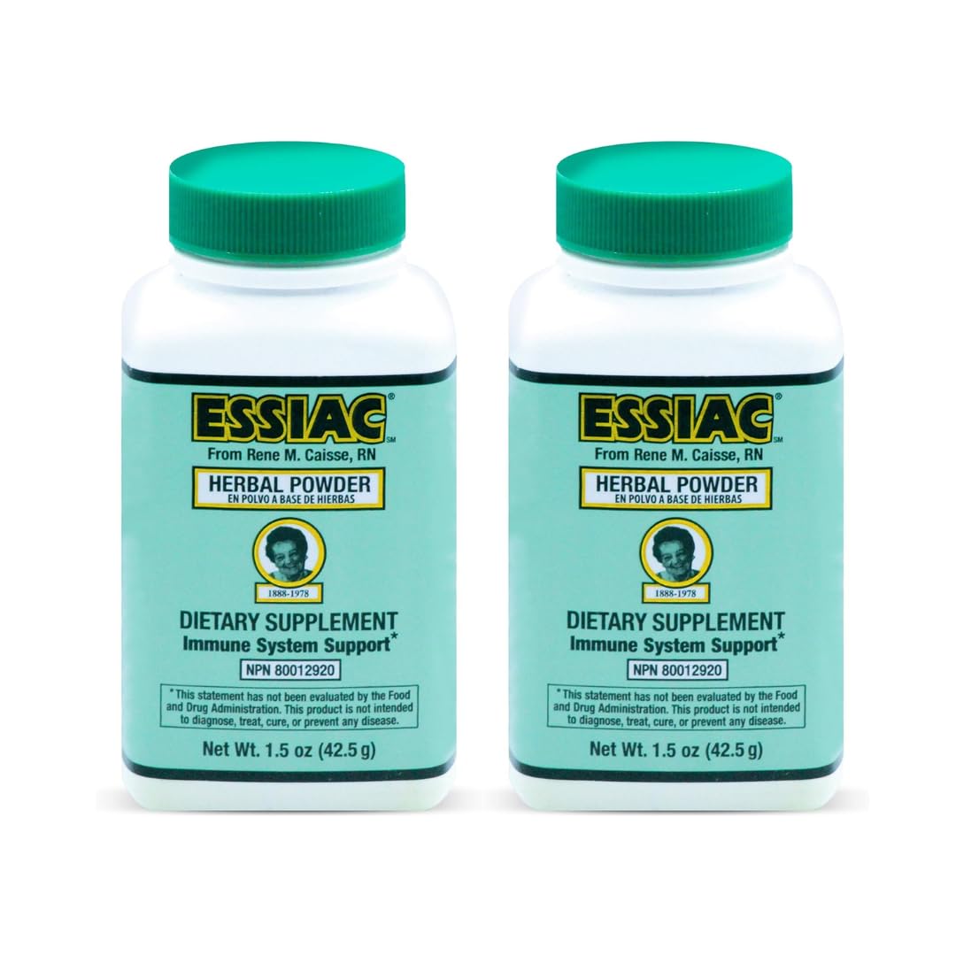 Essiac Original Tea Powder bottle ready for daily wellness rituals with an antioxidant-inspired blend